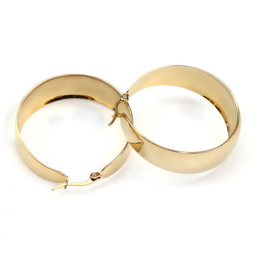 Breite Creolen Edelstahl 30-50mm, Farbwahl: Silber, Gold - Damen Große Ohrringe - Bild 8 von 10