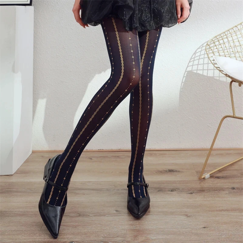 Meia-calça Res Ipsa Loquitur Melbourne - Royalty - Preta e dourada - Imagem 3 de 4