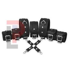 Deluxe 7-Piece Bondage Restraint Kit Premium Cowhide Leather Cuffs  Collar