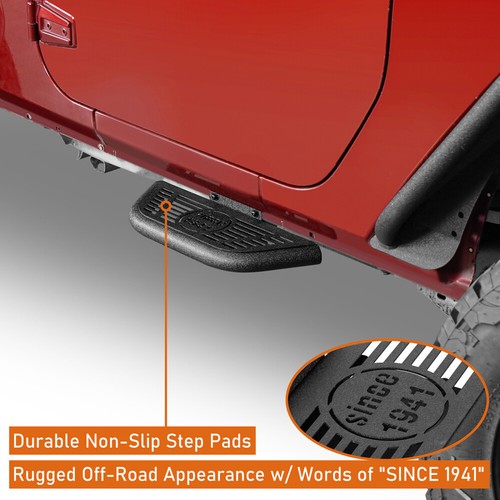 2PCS Steel Side Hoop Steps w/Since 1941 for Jeep Wrangler 2007-2018 JK 2 Doors - Foto 3 di 19
