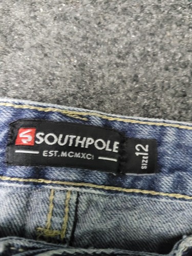Southpole Jean Shorts Womens 12 Blue Denim Bermuda Y2K Streetwear Distressed - Picture 6 of 16