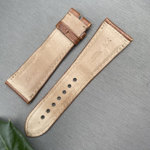 Watch Strap Cartier Tank Divan Crocodile Leather Light Brown 25 19mm France AIK - Picture 11 of 12
