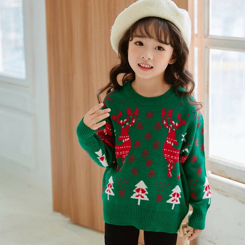 Toddler Girls Kids Christmas Jumper Reindeer Sweater Xmas Sweatshirt Top Snowman - Picture 7 of 15