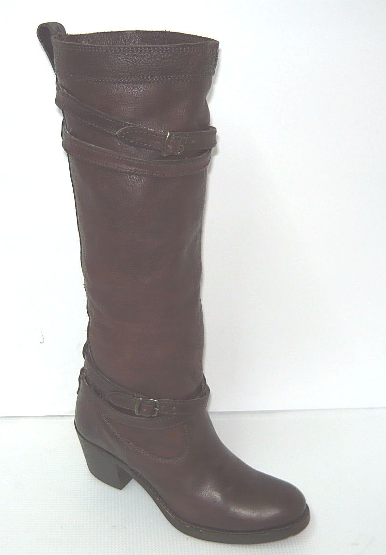 FRYE 76396 Jane Strappy Brown Leather Riding Boots Women's Size 5.5B FRYE 76396 Jane Strappy Brown Leather Riding Boots Women's Size 5.5B
