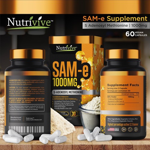 NutriviveTM SAM-e Supplement 1000mg - 60 Capsules-Exp 5/2026 - Picture 5 of 5