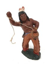 Vintage Elastolin Composition Indian Warrior with lasso Germany 3,15 "