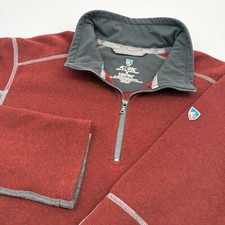 Kuhl Revel 1/4 Zip Sweater Men  s M Red Gray Pullover Jacket Outdoor Hiking Layer
