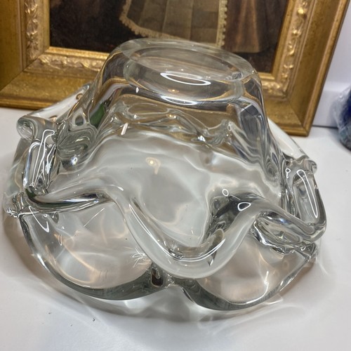 Schneider Crystal France mid century modernist centerpiece bowl Flower Shape - Picture 5 of 13