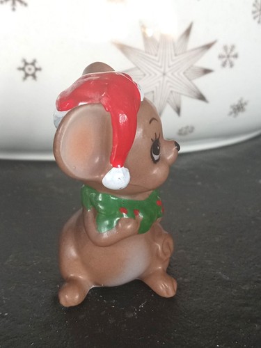 Vintage MCM Josef Originals Natale Antropomorfo Babbo Natale Topolino con Corona -Etichetta - Foto 3 di 8