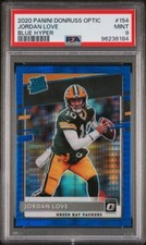 2020 JORDAN LOVE OPTIC BLUE HYPER RATED ROOKIE RC ROOKIE #154 PACKERS PSA 9 MINT