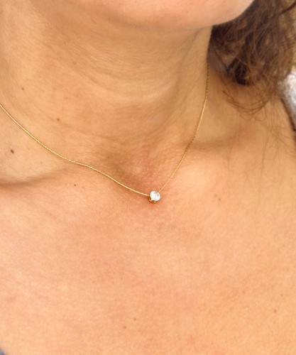 Round Cut Moissanite Pendant And Chain 14k Solid Yellow Gold Necklace 0.50ctw - Picture 9 of 10