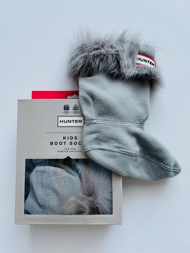 HUNTER Kids Geysers Faux Fur Boot Socks Grey ( M / US 11-13 ) - Picture 3 of 4