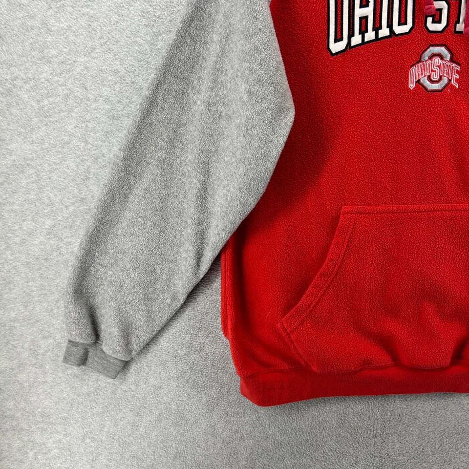 Sudadera con Capucha Ohio State Adulto Talla Mediana Roja Gris Manga Larga Polar NCAA Pullover Foto 2 de 4