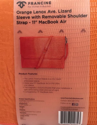Francine Collection Lenox Carrying Case Sleeve W/Strap 11" MacBook Air Orange - Picture 4 of 12