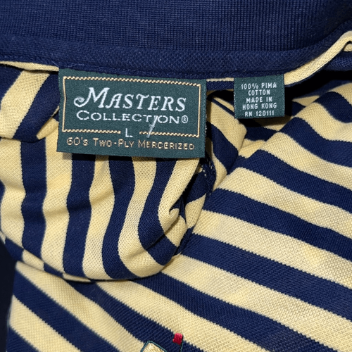 Vintage Masters Collection Pique Navy/Yellow Stripe Golf Polo Size Large #41 - Picture 5 of 5