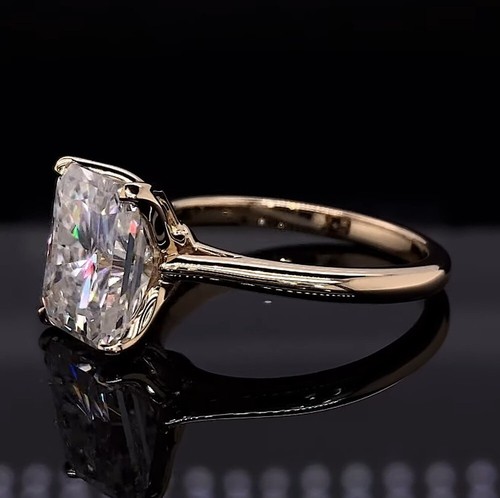 IGI E VVS2 3.00Ct Radiant Cut Lab Grown Diamond Engagement Ring 14K Yellow Gold - Picture 13 of 22