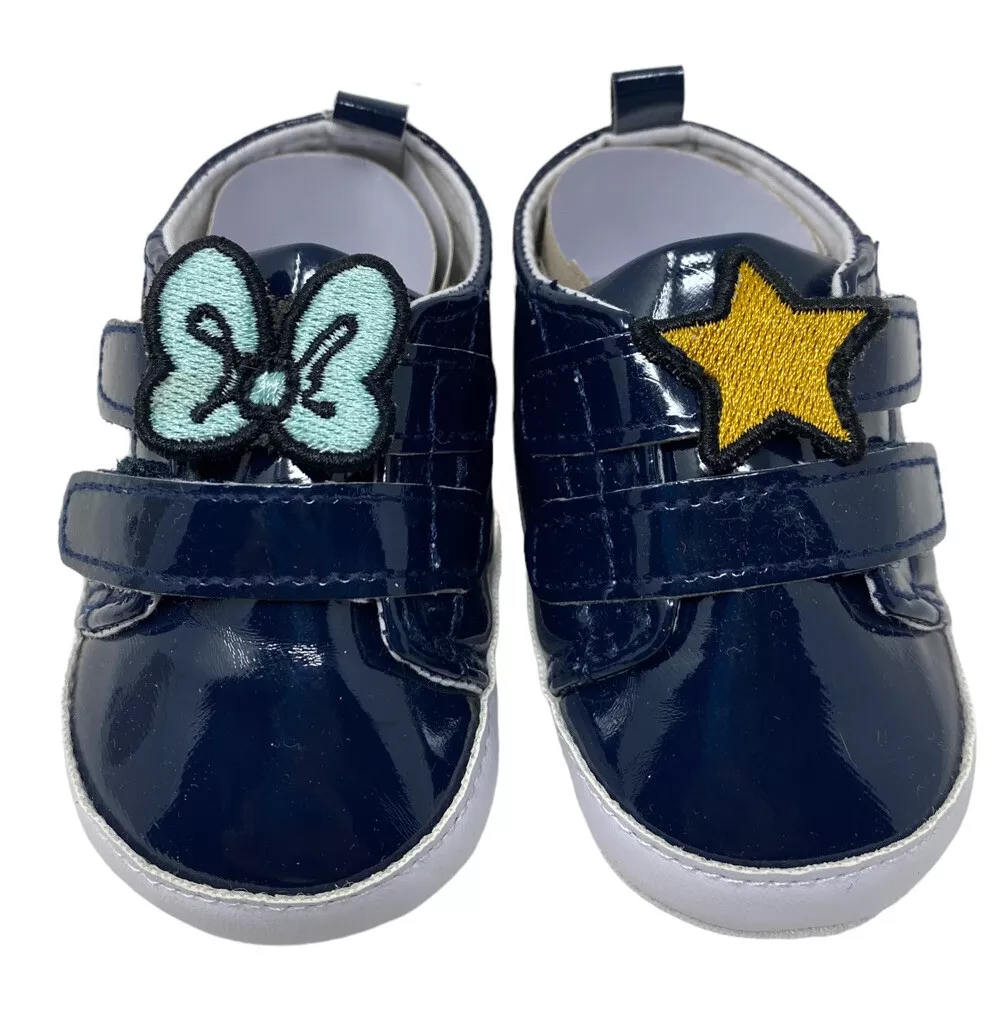Grain De Ble PUNKY GIRL Baby Girl Rock Star Themed Dress Shoes Navy Blue Sz 6 9M