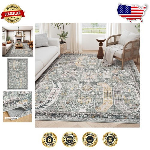 Versatile 4'x6' Non-Slip Area Rug - Perfect for Living Room, Bedroom, or Dining