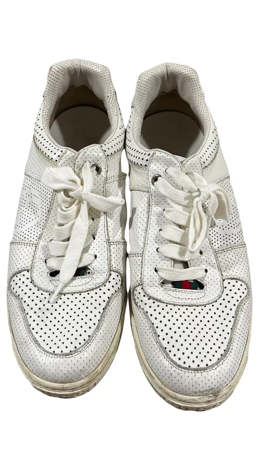 Baskets blanches authentiques Gucci taille avec bas rouges taille 9,5 Us