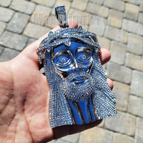 HIP HOP STYLE ICED GOLD SILVER PLATED BLING XXL LARGE JUMBO JESUS HEAD PENDANT - Picture 16 of 20