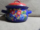 Pioneer Woman Dazzling Dahlias 1-Quart Mini Enamel on Steel Dutch Oven Pot