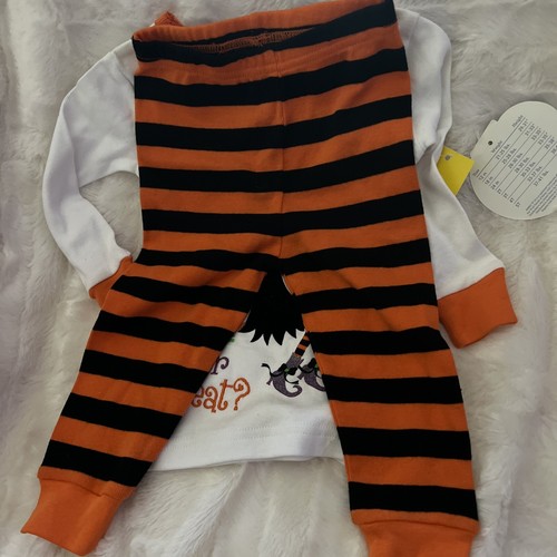 BABIES R US Orange and White TRICK OR TREAT Pajamas Size 12 Months. New - Picture 8 of 8