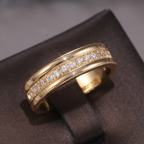 Yellow Gold Plated Rings Cubic Zirconia Elegant Jewelry Women Gifts Sz 6-10 - Picture 2 of 18