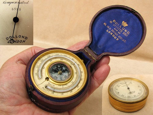 Dollond pocket barometer and thermometer compendium in double lidded case - Picture 2 of 8