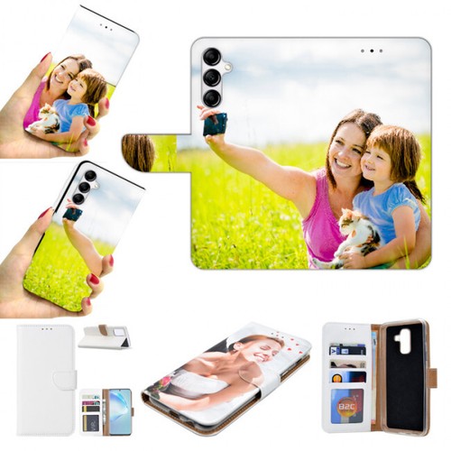 Personalisierte Handyhülle mit Eigene Foto Flip Case Bild Name Druck für Samsung - Picture 375 of 437
