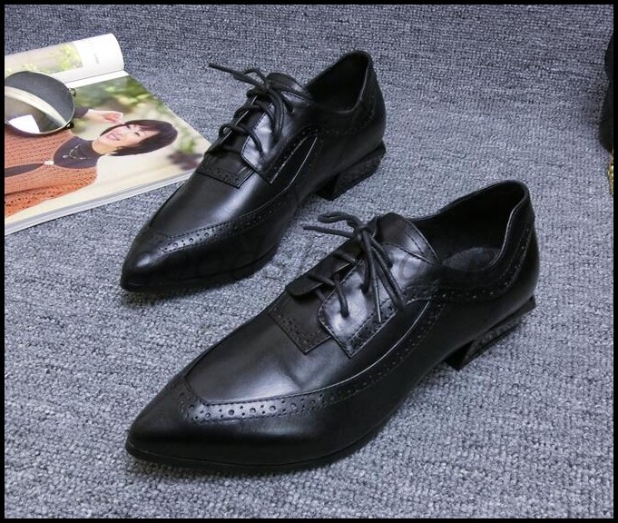 New Womens Womens Womens Leather Pointy Toe Pumps Brogue Lace Up Casual Low Block Heels shoes 3a9e05 New Womens Womens Womens Leather Pointy Toe Pumps Brogue Lace Up Casual Low Block Heels shoes 3a9e05