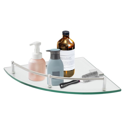 9.25*9.25*1.57in Clear Shower Shelf Wall Mount Shelf Stainless Corner Shelf - Picture 16 of 19