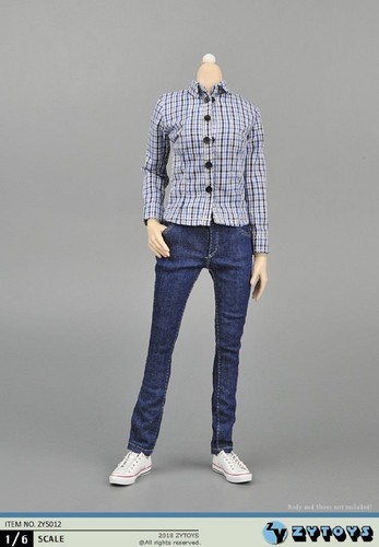 US ZYTOYS ZY5012 1/6 Mujer Camisa a Cuadros Jeans Pantalones Ropa Modelo Para Figura 12" - Imagen 2 de 9