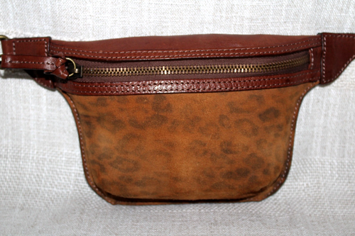 Sundance Bauchtasche Gürteltasche Vera Pelle italienisches Wildleder Leder Kleintiermuster - Bild 7 von 15