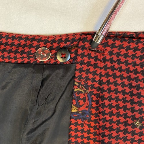 Gonna midi vintage Country Shop rossa pied de poule avvolgente 8 cavalli equitazione - Foto 9 di 16