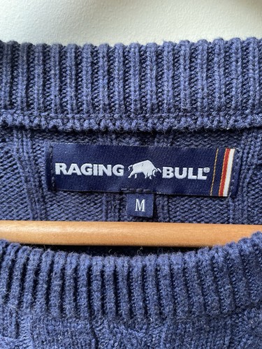 Raging Bull Cable Knit Jumper Navy Blue - Picture 4 of 6