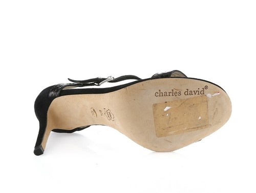 Charles David by Emmanuelle Chriqui Black Suede Ankle Strap Sandals Sz. 8.5 M - Picture 6 of 6