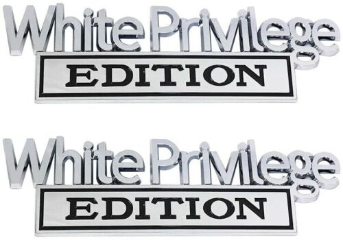 2pcs/set Big White Privilege Emblem 3D Fender Badge (Big Size Chrome Black) New - Picture 1 of 4