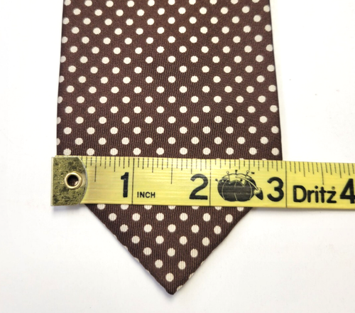 $198 New ITALO FERRETTI Men's Neck Tie 100% SILK Brown Polka Dot MADE IN ITALY - Picture 7 of 7