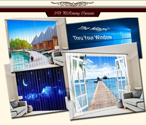 Splicing Stabilization 3D Curtain Blockout Photo Printing Curtains Drape Fabric - Picture 5 of 12