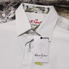 Robert Graham NWD US Open Casual Graphic Button Down Shirt Size S Classic White