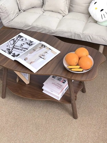2 Layer Coffee Table Tea Table Cloud Modern Living Room Desk W/ Storage Shelf - Picture 16 of 23
