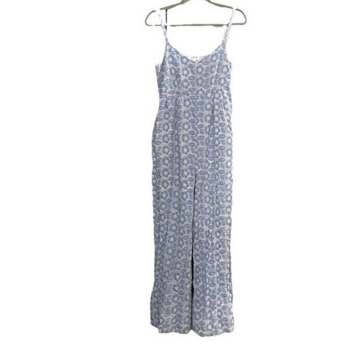 Anthropologie LAIA Blue & White Eyelet One Piece Spring Jumpsuit sz XS Girlhood - Picture 1 of 11