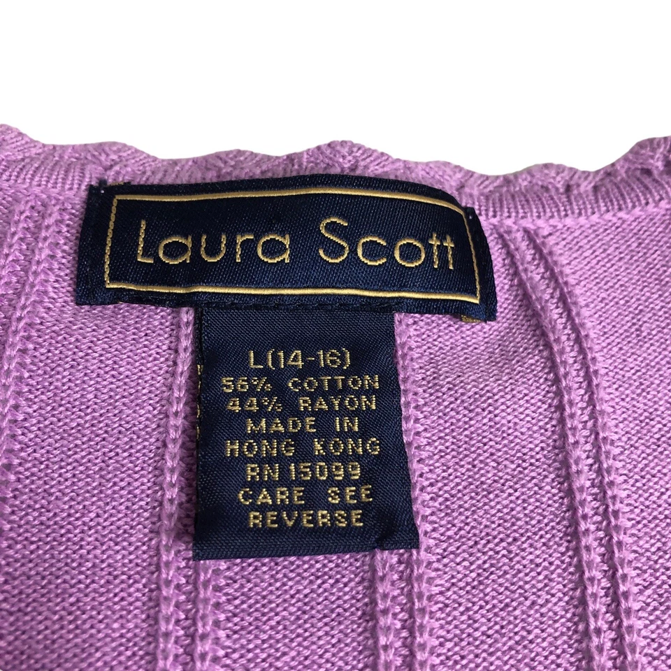 Cárdigan Suéter Vintage Laura Scott Para Mujer Grande Púrpura Coqueta Preppy Y2K Años 90 Foto 3 de 4