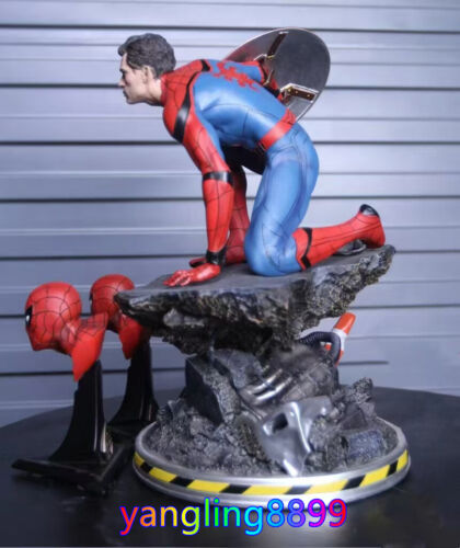 Custom Made Civil War Spider Man Figure 1/4 Model Statue Collectible w/3 Heads - Picture 4 of 9