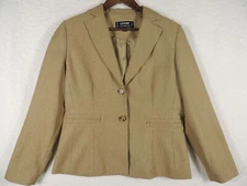 Larry Levine Classics 3pc jacket pants skirt Womens Suit Gold Gray Tweed Career