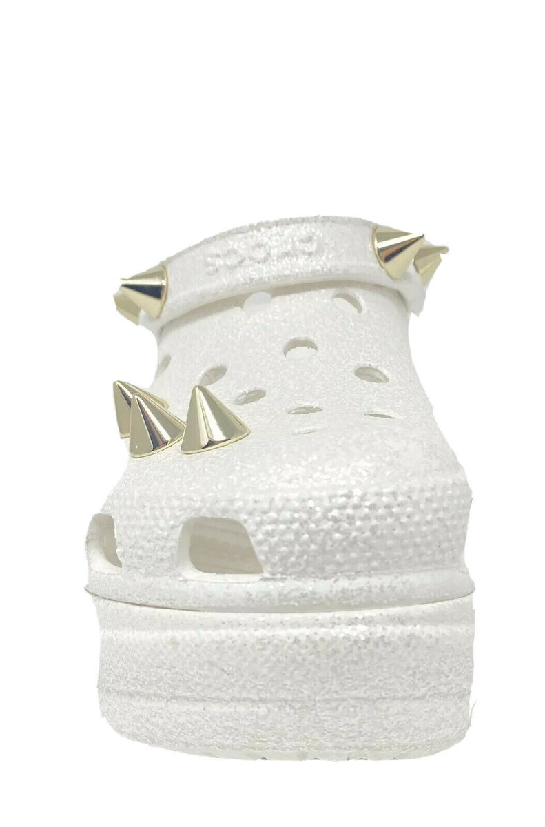 ☆送料無料☆ CROCS CLASSIC BAE GLITTER CLOG ☆ Crocs Classic Bae Glitter Stud Clog Womens size 9 White NEW