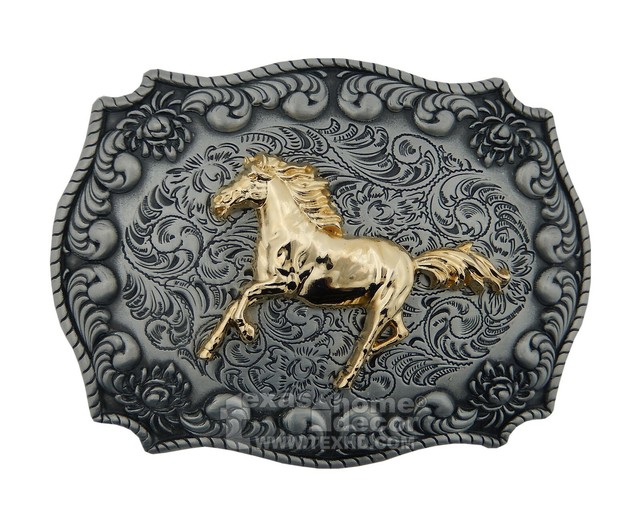 Men's Running Horse Belt Buckle Western Silver Gold Tone Fits 1.5