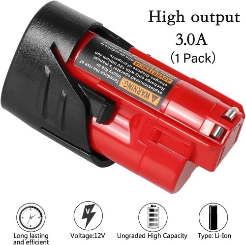 4 PACK 3.0Ah For MILWAUKEE 48-11-2401 12V Lithium Battery 48-11-2420 NEW POWER - Picture 7 of 24