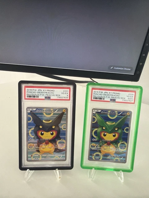2016 Pokemon JP XY Poncho Wearing Pikachu Rayquaza 230 231 Sequential PSA 4 SET