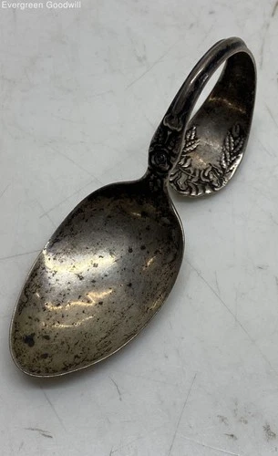 R Wallace Rose Sterling Silver Spoon with Curved Handle